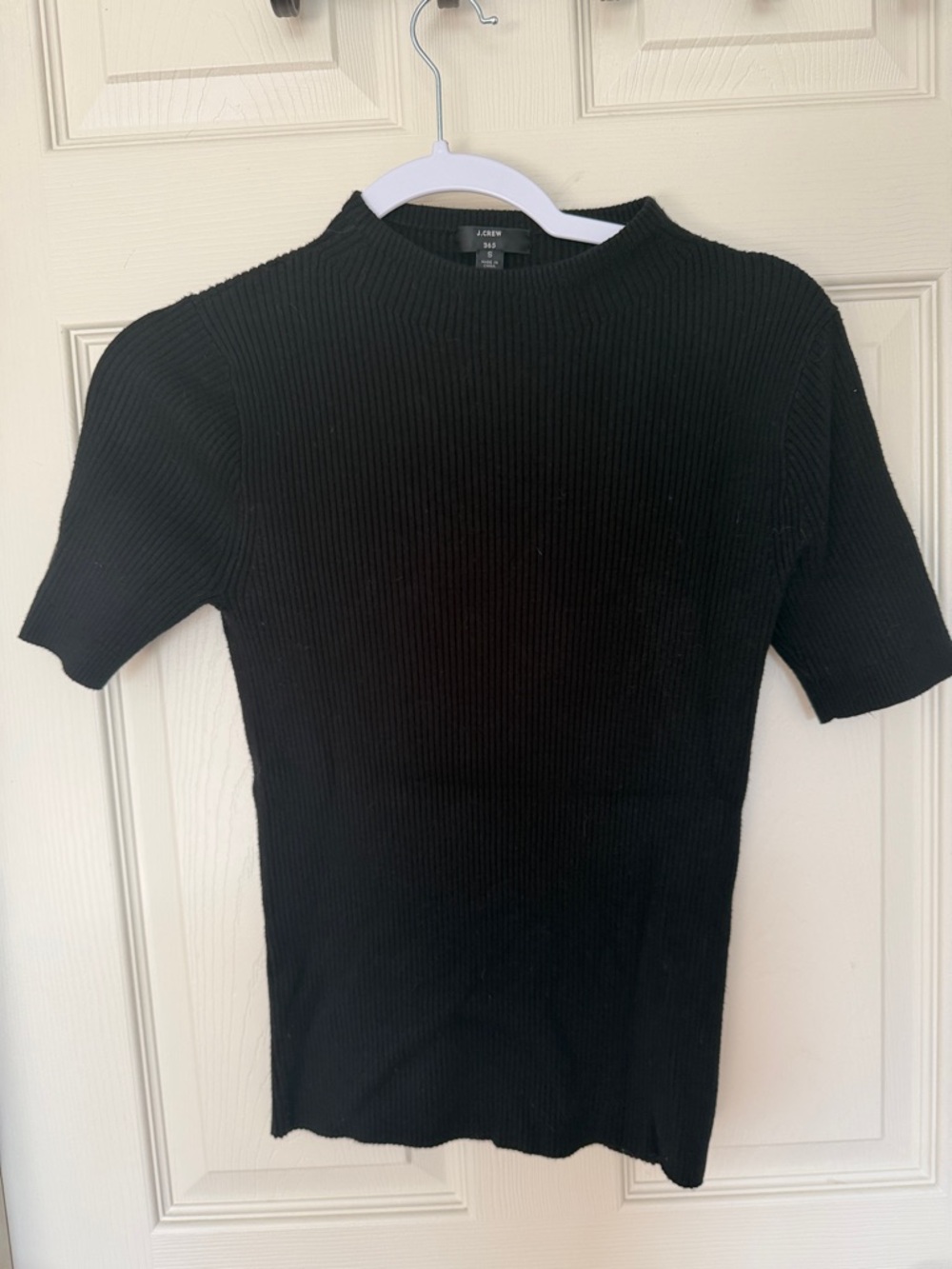 J. Crew Black Ribbed Short-Sleeve Knit Top